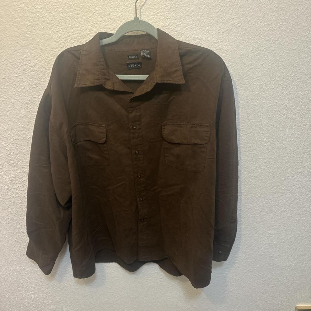 Brown button-up‎ shirt